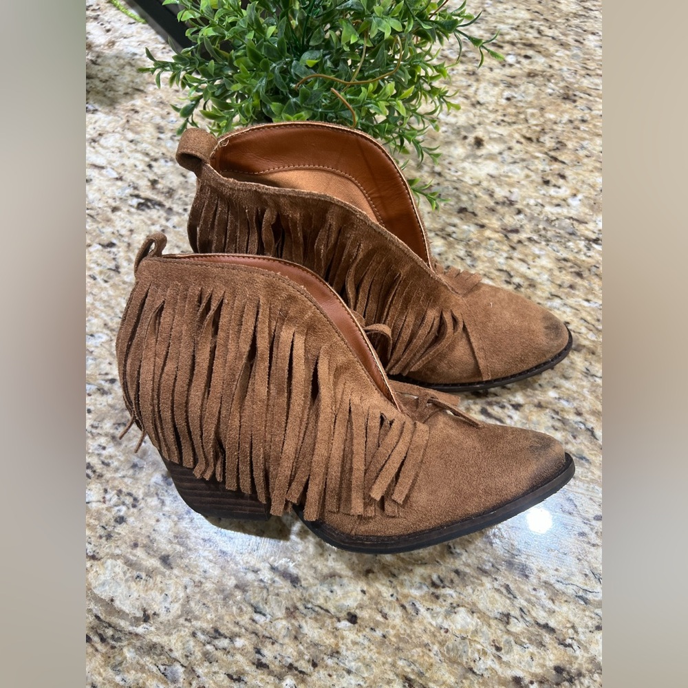 Coconuts Matisse Free People Brown Fringe Booties 7